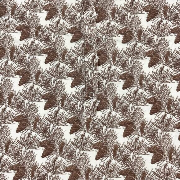 NWT KATE QUINN Forest Pine Print Half Button Up Short Sleeve Top Sz Large - Picture 5 of 6